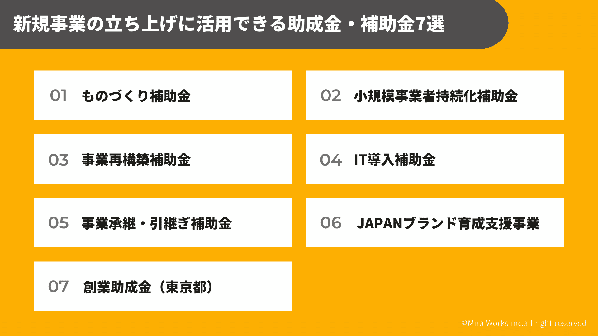 新規事業の立ち上げに活用できる助成金・補助金7選_みらいワークス