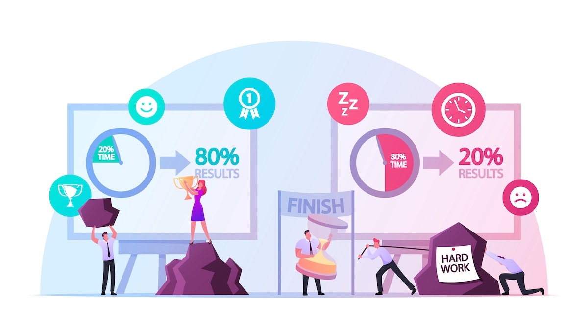 20%の人々が80%のハードワークをこなすイメージ画像