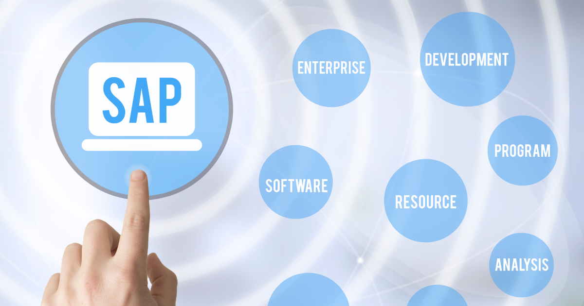 SAPと書かれたボタンを指でタップするイメージ